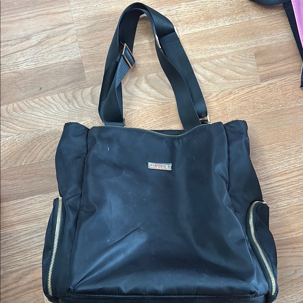 Black Tote Bag with Gold Accents